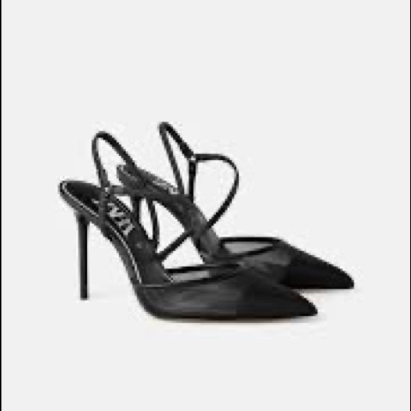 Zara | Shoes | Zara Black Mesh Pointed 